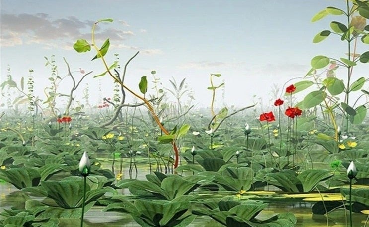 Lily Pond Waterscape Wallpaper Mural, Custom Sizes Available Wall Murals Maughon's