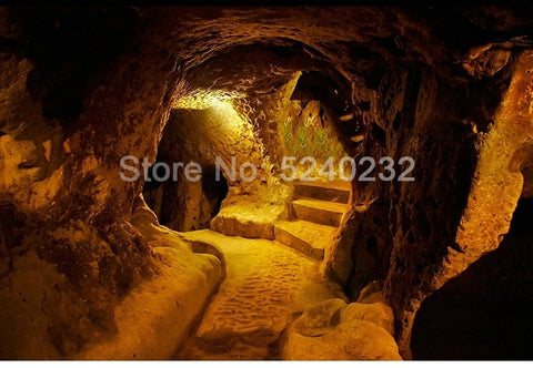 Image of Lit Cave Passageway Wallpaper Mural, Custom Sizes Available Wall Murals Maughon's