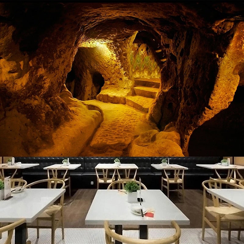 Lit Cave Passageway Wallpaper Mural, Custom Sizes Available Wall Murals Maughon's