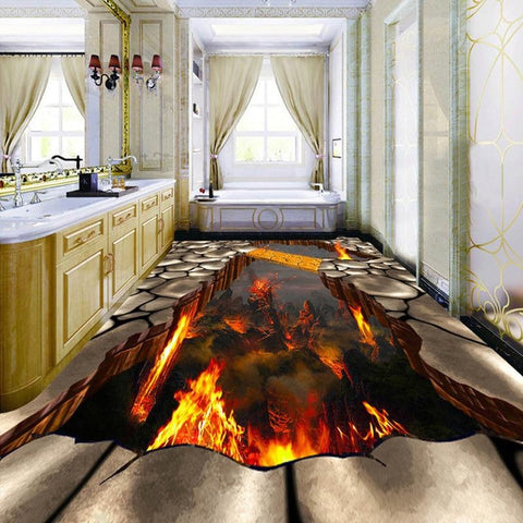 Image of Magma Pit Self Adhesive Floor Mural, Custom Sizes Available Household-Wallpaper-Floor Maughon's