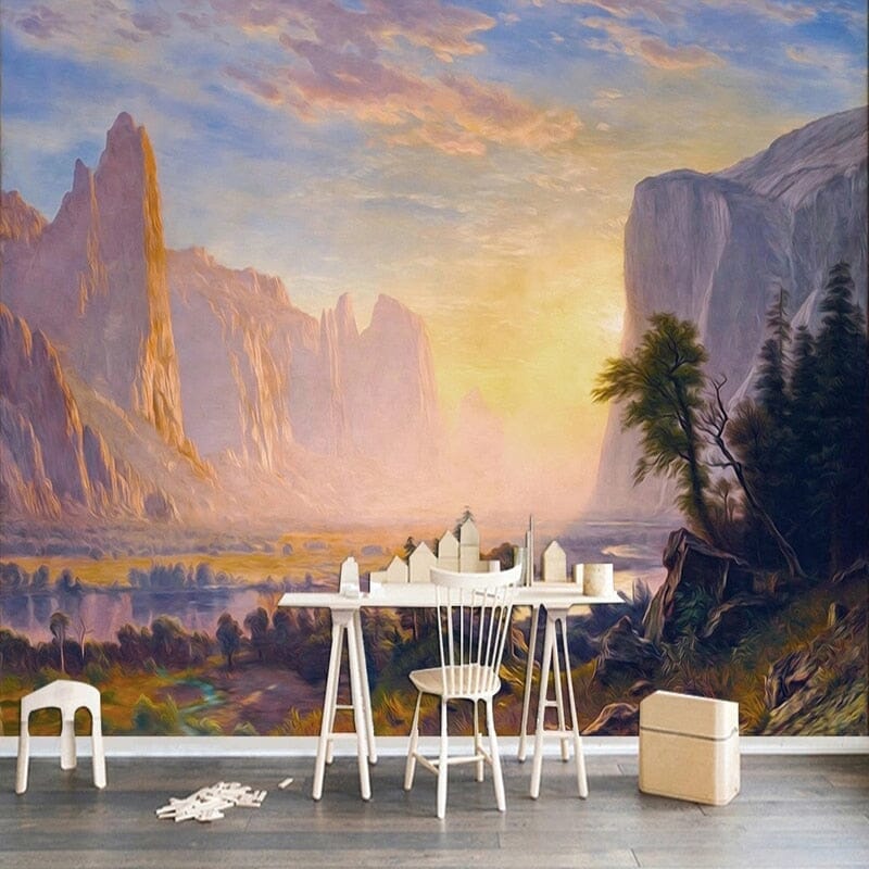 Majestic Landscape Oil Painting Wallpaper Mural, Custom Sizes Available Wall Murals Maughon's