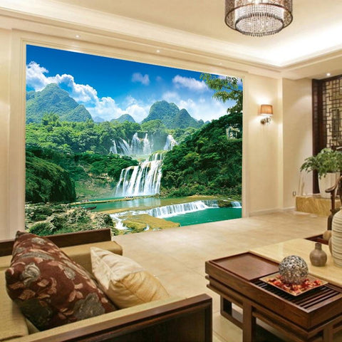 Image of Majestic Waterfalls Wallpaper Mural, Custom Sizes Available Wall Murals Maughon's