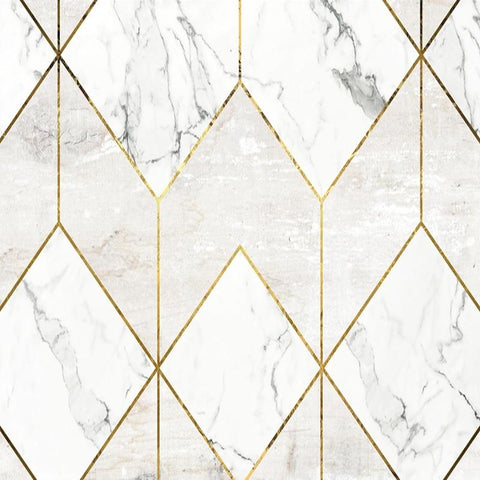 Image of Marble Geometric Shapes with Gold Line Accents Wallpaper Mural, Custom Sizes Available Household-Wallpaper Maughon's