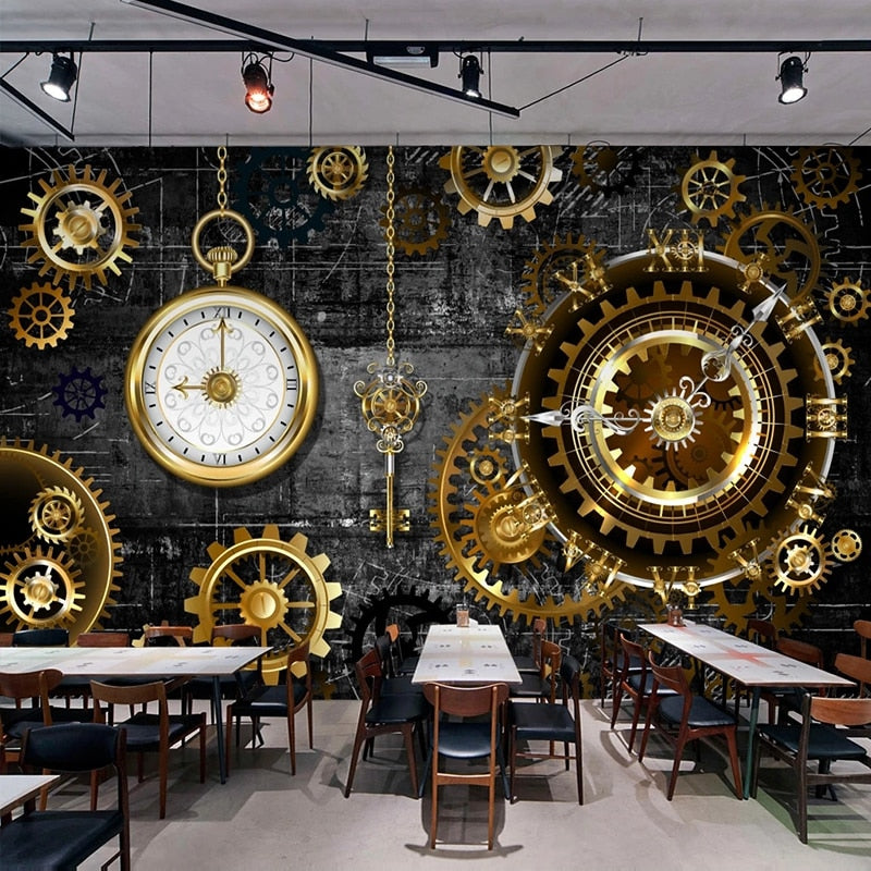 Mechanical Gears and Watch Wallpaper Mural, Custom Sizes Available Wall Murals Maughon's
