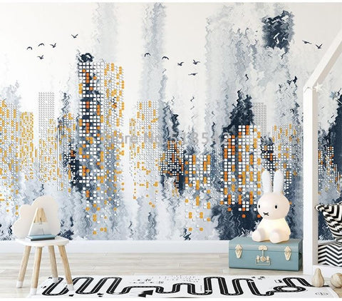 Image of Modern Abstract Simple City Night Wallpaper Mural, Custom Sizes Available Maughon's