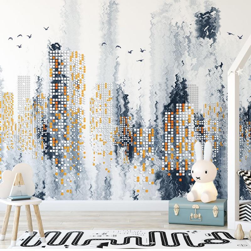 Modern Abstract Simple City Night Wallpaper Mural, Custom Sizes Available Maughon's