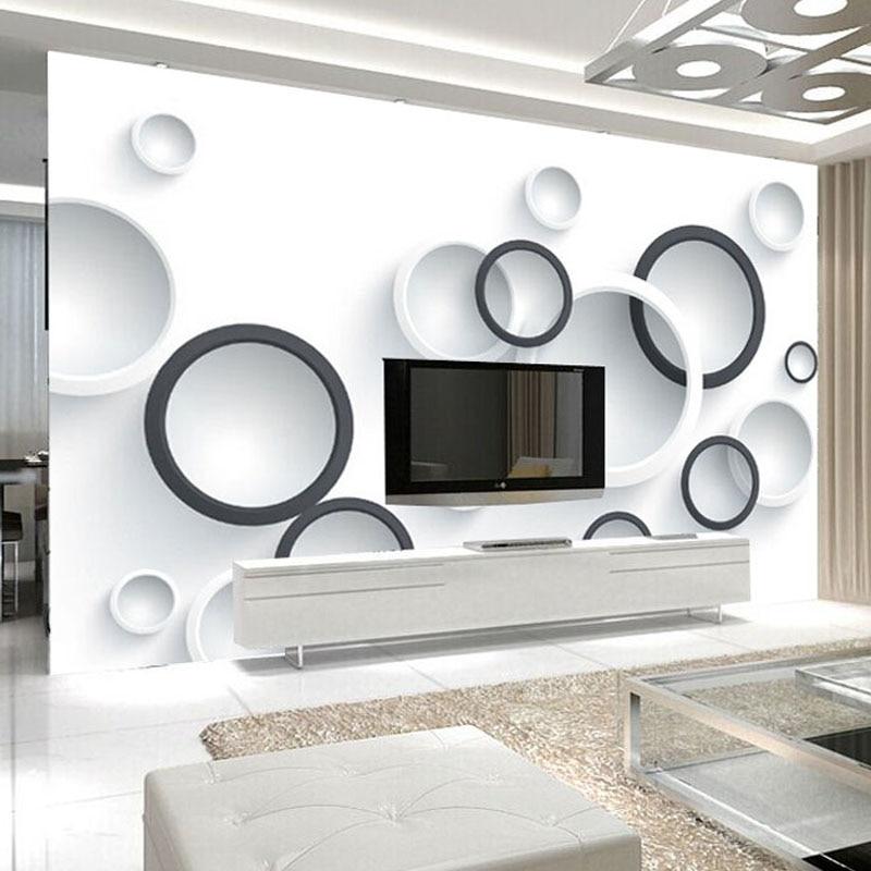 Modern Black And White Circles Wallpaper Mural, Custom Sizes Available Household-Wallpaper Maughon's