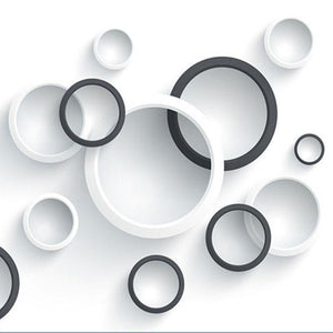 Modern Black And White Circles Wallpaper Mural, Custom Sizes Available