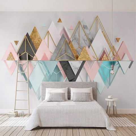 Image of Modern Geometric Pattern Wallpaper Mural, Custom Sizes Available Maughon's