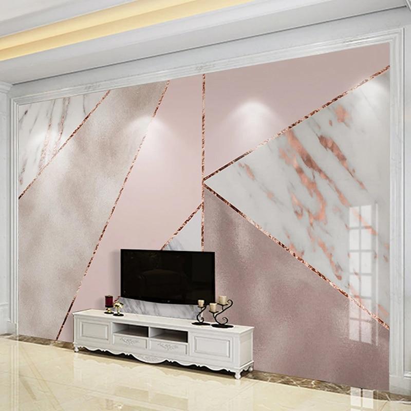 Modern Geometric Pink Marble Wallpaper Mural, Custom Sizes Available Household-Wallpaper Maughon's