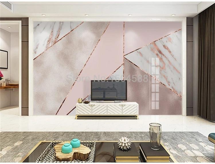 Modern Geometric Pink Marble Wallpaper Mural, Custom Sizes Available Household-Wallpaper Maughon's