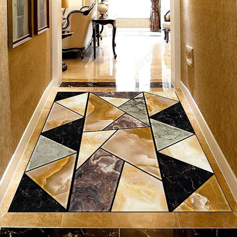 Image of Modern Marble Geometric Self Adhesive Floor Mural, Custom Sizes Available Maughon's
