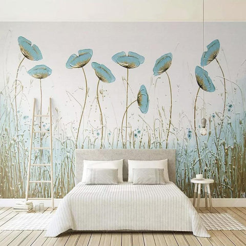 Image of Modern Simple Flowers Wallpaper Mural, Custom Sizes Available Maughon's