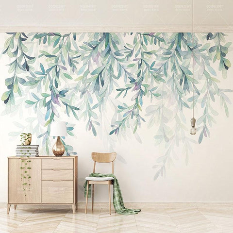 Image of Nordic Style Vine Garland Wallpaper Mural, Custom Sizes Available Household-Wallpaper Maughon's