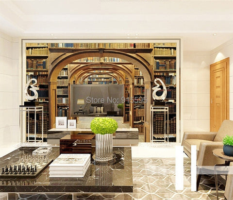 Image of Nostalgic Library Corridor Wallpaper Mural, Custom Sizes Available Maughon's