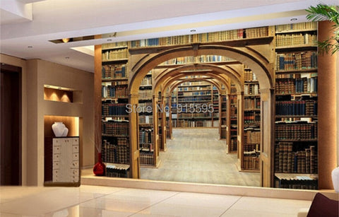 Image of Nostalgic Library Corridor Wallpaper Mural, Custom Sizes Available Maughon's