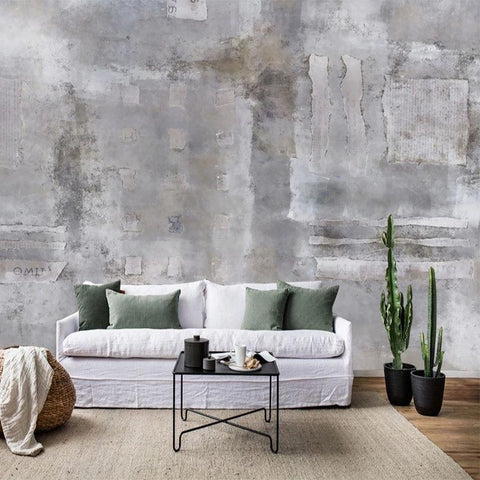 Image of Nostalgic Retro Cement Wall Wallpaper Mural, Custom Sizes Available Maughon's