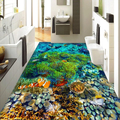 Image of Ocean Bottom With Coral, Plant Life And Fish Self Adhesive Floor Mural, Custom Sizes Available Household-Wallpaper-Floor Maughon's