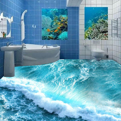 Image of Ocean Seawater Self-adhesion Floor Murals, Custom Sizes Available Household-Wallpaper-Floor Maughon's
