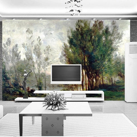 Image of Oil Painting Pastoral Landscape Wallpaper Mural, Custom Sizes Available Wall Murals Maughon's