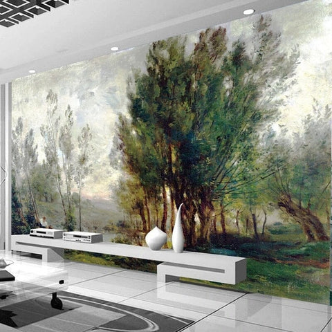 Image of Oil Painting Pastoral Landscape Wallpaper Mural, Custom Sizes Available Wall Murals Maughon's