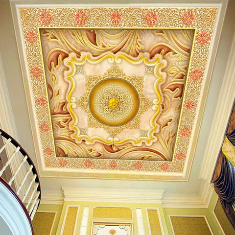 Image of Ornate Ceiling Medallion Mural, Custom Sizes Available Ceiling Murals Maughon's Waterproof Canvas