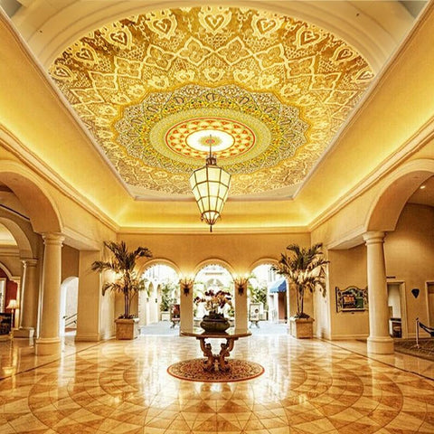 Image of Ornate Gold Circular Ceiling Mural, Custom Sizes Available Household-Wallpaper-Ceiling Maughon's