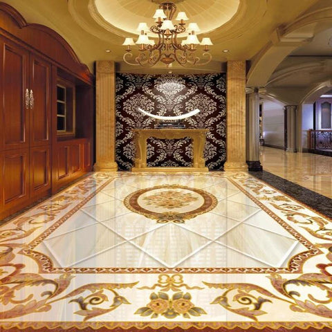 Image of Palatial White and Gold Floor Mural, Custom Sizes Available Maughon's