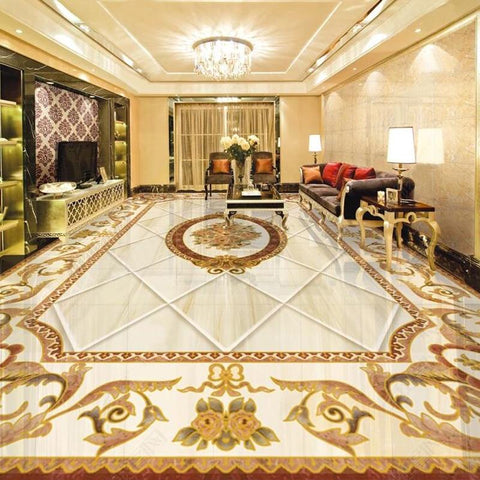 Image of Palatial White and Gold Floor Mural, Custom Sizes Available Maughon's