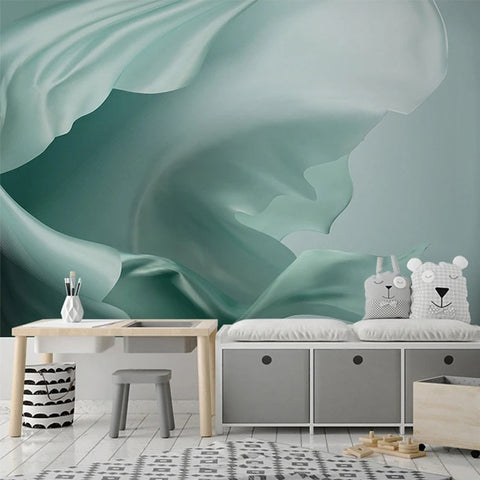 Image of Pale Blue Silk Fabric Wallpaper Mural, Custom Sizes Available Wall Murals Maughon's Waterproof Canvas