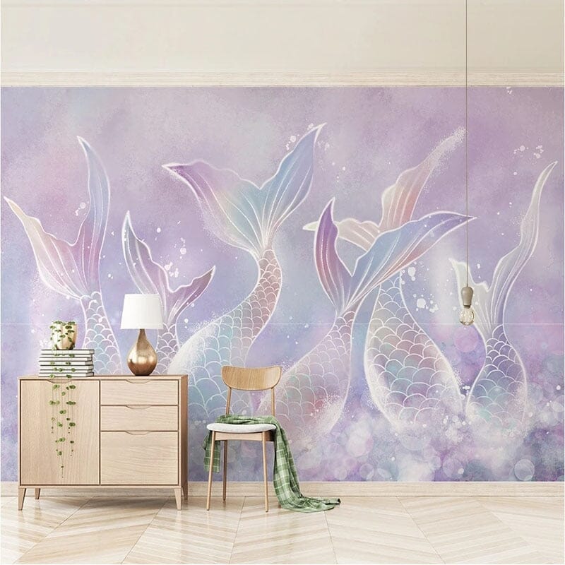 Pastel Fish Tails Wallpaper Mural, Custom Sizes Available Wall Murals Maughon's