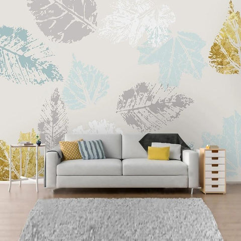 Image of Pastel Leaf Impressions Wallpaper Mural, Custom Sizes Available Maughon's