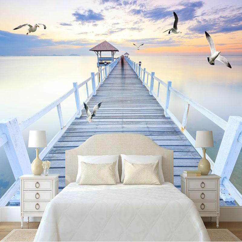 Pier Over Calm Water Wallpaper Mural, Custom Sizes Available Household-Wallpaper Maughon's