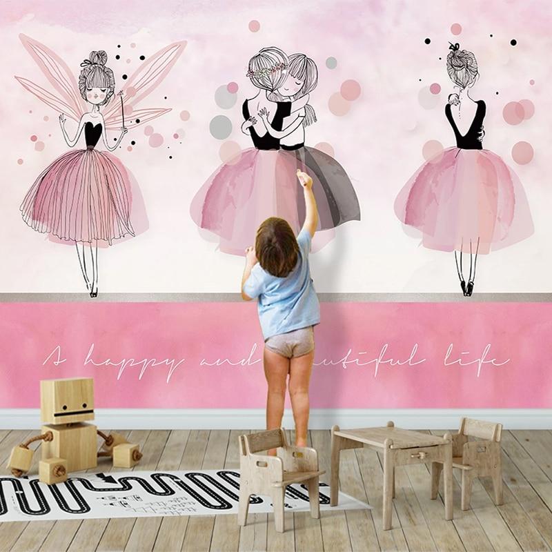 Pink Ballet Girls Wallpaper Mural, Custom Sizes Available Household-Wallpaper Maughon's