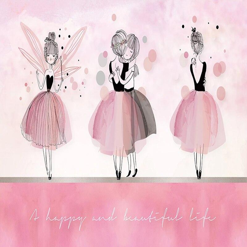 Pink Ballet Girls Wallpaper Mural, Custom Sizes Available Household-Wallpaper Maughon's