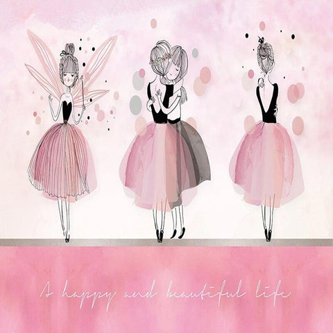 Image of Pink Ballet Girls Wallpaper Mural, Custom Sizes Available Household-Wallpaper Maughon's