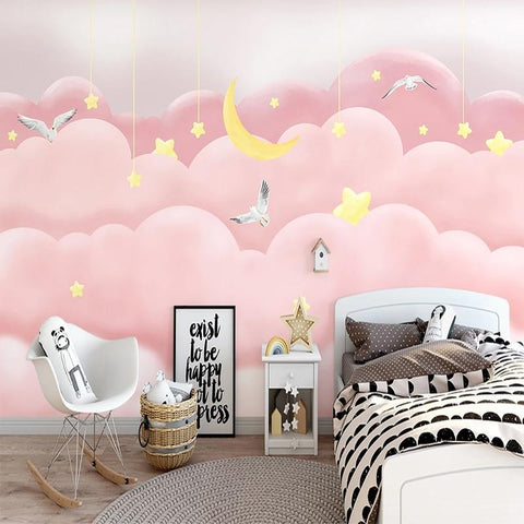 Image of Pink Clouds Starry Sky Wallpaper Mural, Custom Sizes Available Maughon's