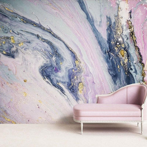 Image of Pink, Gold and Blue Marble Wallpaper Mural, Custom Sizes Available Wall Murals Maughon's