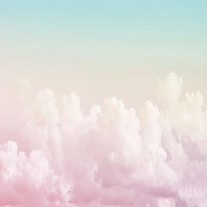 Pink Puffy Clouds with Blue Sky Wallpaper Mural, Custom Sizes Available