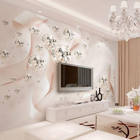 Image of Pink Ribbon With Diamonds Wallpaper Mural, Custom Sizes Available Household-Wallpaper Maughon's