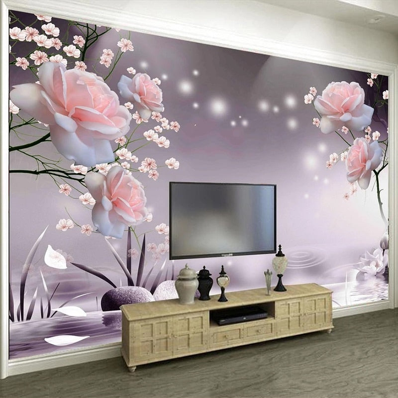 Pink Spray Roses Wallpaper Mural, Custom Sizes Available Maughon's