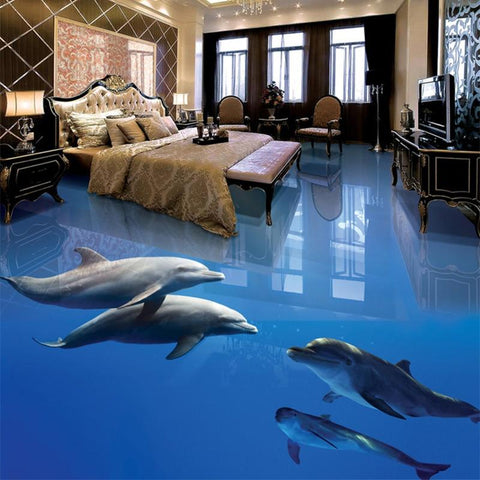 Image of Pod of Dolphins Self Adhesive Floor Mural, Custom Sizes Available Maughon's