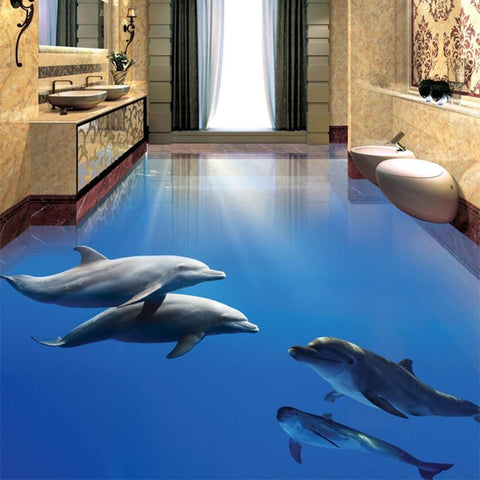 Image of Pod of Dolphins Self Adhesive Floor Mural, Custom Sizes Available Maughon's