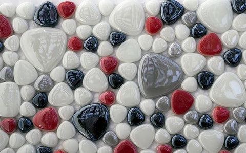 Image of Red, Black, Gray and White River Rock Self Adhesive Floor Mural, Custom Sizes Available Maughon's