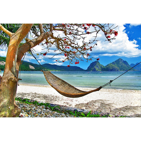 Image of Relaxing Hammock By the Ocean Wallpaper Mural, Custom Sizes Available Wall Murals Maughon's