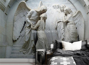 Relief Angel Sculpture Wallpaper Mural, Custom Sizes Available