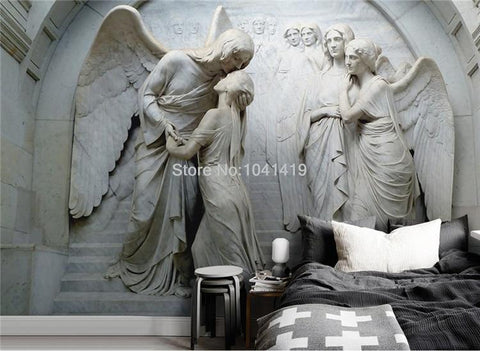 Image of Relief Angel Sculpture Wallpaper Mural, Custom Sizes Available Household-Wallpaper Maughon's