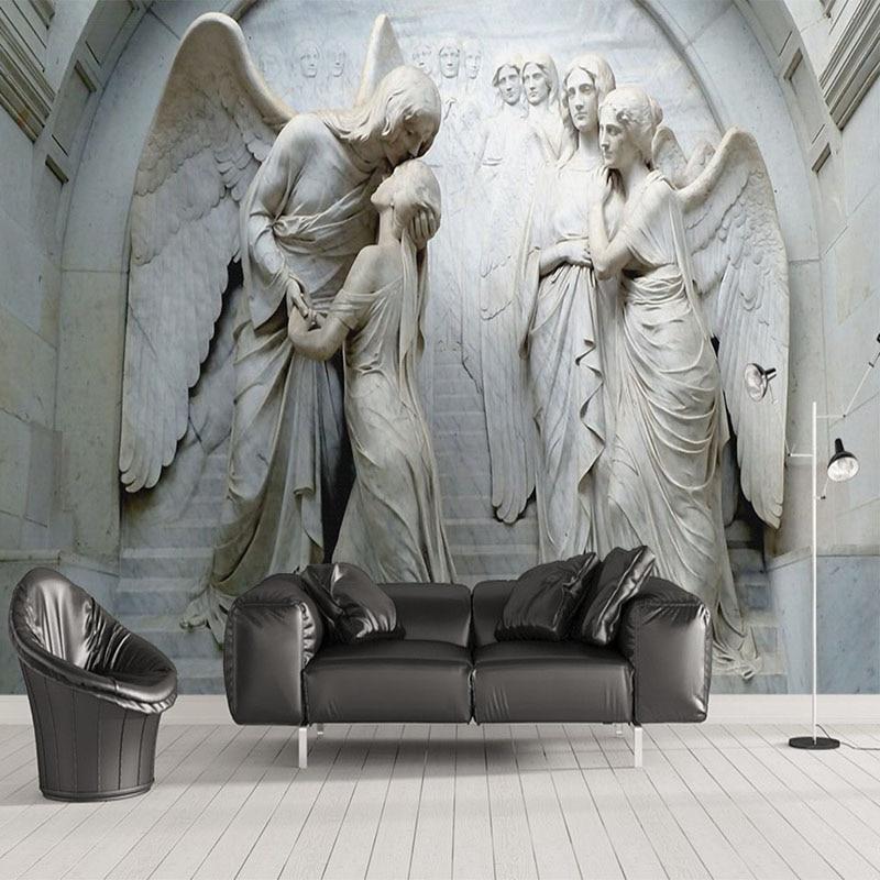 Relief Angel Sculpture Wallpaper Mural, Custom Sizes Available Household-Wallpaper Maughon's