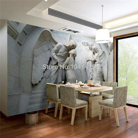 Image of Relief Angel Sculpture Wallpaper Mural, Custom Sizes Available Household-Wallpaper Maughon's