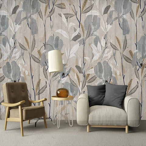 Image of Retro Abstract Hand-Painted Flowers Wallpaper Mural, Custom Sizes Available Wall Murals Maughon's